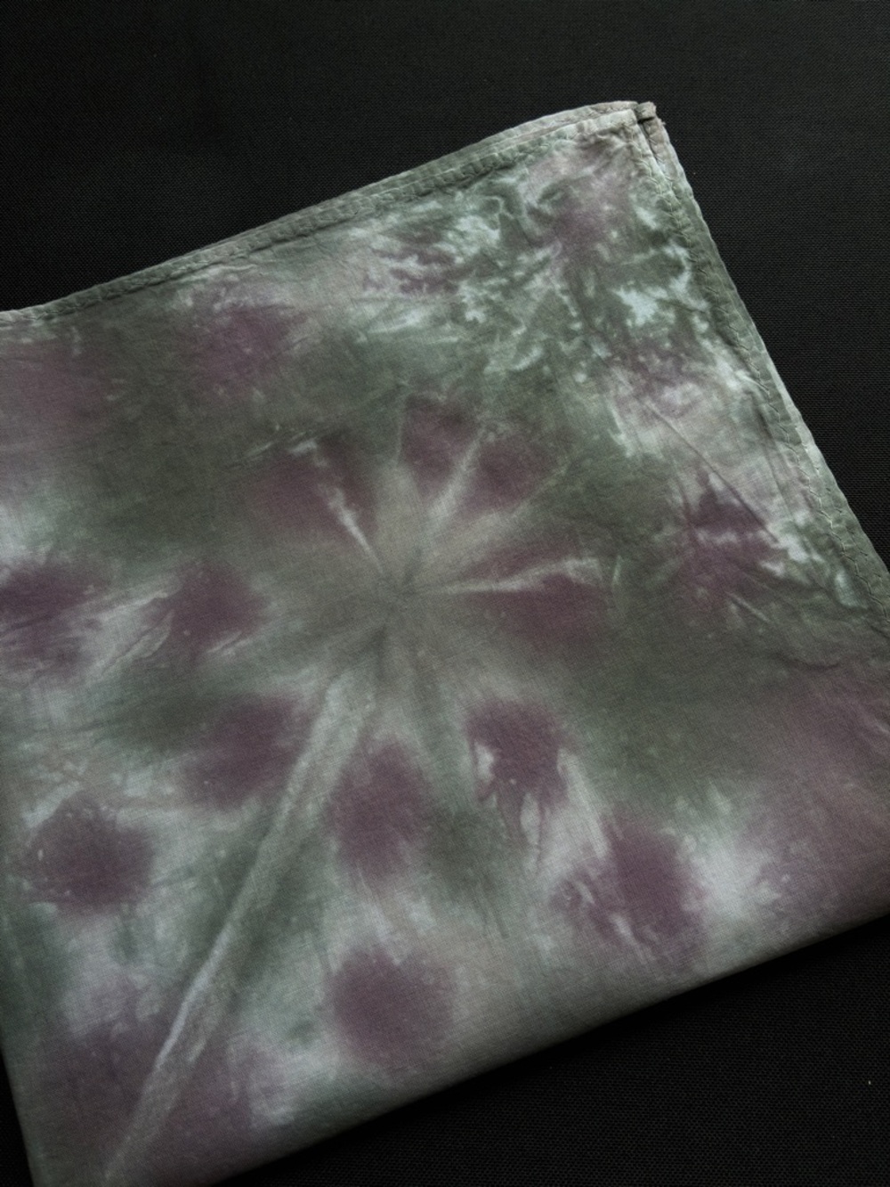Tie-Dye Cotton Bandana - Purple & Sage Green